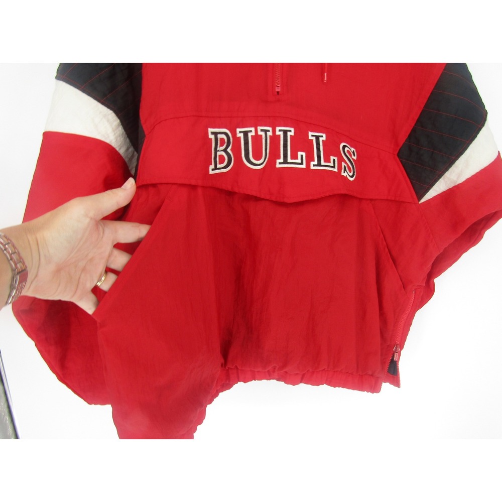 Starter Chicago Bulls Jacket Large Red Vintage 90s NBA Anorak Gorpcore Hip Hop - Picture 6 of 16